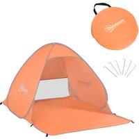 Outsunny Pop-Up Beach Shelter, UV Protection Sun Shade for 2, Easy Setup, Portable, Orange, 120x100x100cm