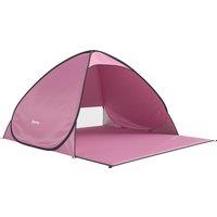 Outsunny Pop up Beach Tent, UV 50+ Sun Shelter with Carry Bag, 2x1.5m for 2-3 Person, Pink