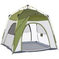 Outsunny 4 Person Automatic Camping Tent, Outdoor Pop Up Tent, Portable Backpacking Dome Shelter, Green Aosom UK