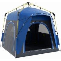 Outsunny 4 Person Automatic Camping Tent, Outdoor Pop Up Tent, Portable Backpacking Dome Shelter, Grey