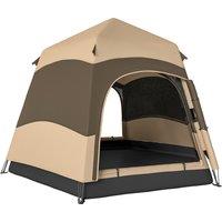 Outsunny Double Layer Instant Pop Up Tent with Rainfly, Portable Camping Shelter with Sewn-in Groundsheet and Carry Bag, Brown