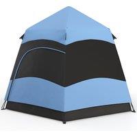 Outsunny Double Layer Dome Tent w/ Rainfly and Welded Floor, 4 Man Hexagon Pop Up Tent, Portable Camping Shelter w/ Hang Hook and Carry Bag