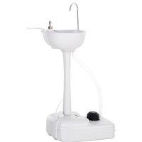 Outsunny Portable Outdoor Sink with Soap Dispenser, Towel Holder, HDPE Construction, White Aosom UK