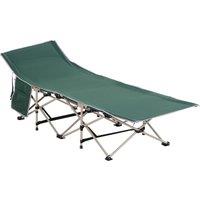 Outsunny Portable Folding Camping Cot, Single Person Outdoor Military Sleeping Bed with Carry Bag for Travel, Leisure, Fishing, Green Aosom UK