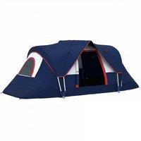 Outsunny 5-6 Man Camping Tent, Tunnel Tent, Water Resistant Hiking Shelter with Groundsheet and Carry Bag, Navy Blue