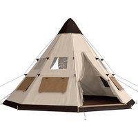 Outsunny 6 Men Tipi Tent with Carry Bag - Khaki