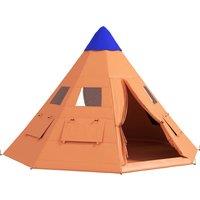 Outsunny 6 Men Tipi Tent with Carry Bag - Orange