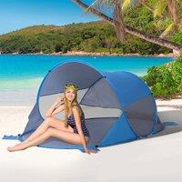 Outsunny Pop Up Beach Tent for 1-2 Persons, Portable UV Protection Sun Shelter, Automatic, Blue Aosom UK
