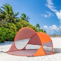 Outsunny Portable Pop-Up Beach Shelter for 1-2 Persons, UV 30+ Protection Automatic Sun Tent, Orange Aosom UK