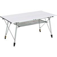 Outsunny Aluminium Portable Folding Picnic Table 4FT, Roll Up Top with Mesh Layer Rack, Ideal for Camping BBQ, Includes Carrying Bag Aosom UK