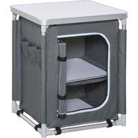 Outsunny Camping Kitchen Station, 2-Shelf Cupboard, Aluminium, Storage Organiser, BBQ, Picnics, with Carry Bag Aosom UK