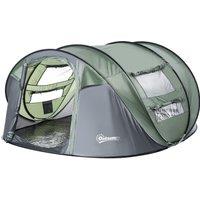 Outsunny Camping Haven: 4-5 Person Pop-Up Tent, Waterproof with Mesh & PVC Windows, Portable Carry Bag, Forest Green Aosom UK