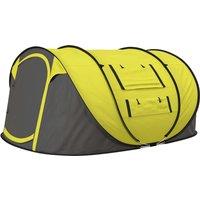 Outsunny 4-5 Person Pop-up Camping Tent Waterproof Family Tent w/ 2 Mesh Windows & PVC Windows Portable Carry Bag for Outdoor Trip, Yellow