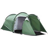 Outsunny Tunnel Tent, 2-3 Person Camping Tent with Sewn-in Groundsheet, Air Vents, Rainfly, 2000mm Water Column, Green Aosom UK