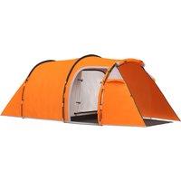 Outsunny 2-3 Man Tunnel Tents w/ Vestibule Camping Tent Porch Air Vents Weather-Resistant Shelter, Orange