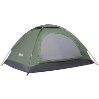 Outsunny 2 Person Camping Tent, Camouflage Tent with Zipped Doors, Storage Pocket, Portable Handy Bag, Dark Green Aosom UK