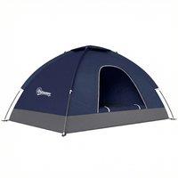Outsunny 2 Person Camping Tent, Dome Tent with Zipped Doors, Storage Pocket, Portable Handy Bag, Navy Blue