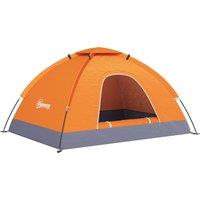 Outsunny 2 Person Camping Tent, Dome Tent with Zipped Doors, Storage Pocket, Portable Handy Bag, Orange