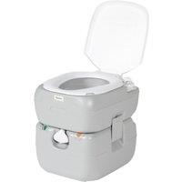 Outsunny Portable Toilet for Adults, 22L Camping Toilet with Seat, Lid and Anti-Leak Handle Pump, Outdoor Travel Toilet with Detachable Tanks for Camping, Boating, Hiking, Travel, RV, Grey