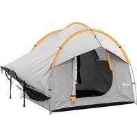 Outsunny SUV Car Tent for Camping, Waterproof PU2000mm, 5 Man Tailgate Tent, 2.4 x 2.1 m, Grey and Orange