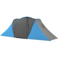 Outsunny 6 Man Tent, Camping Tent with 2 Bedroom and Living Area, 2000mm Waterproof Family Tent with Latern Hook, Blue Aosom UK