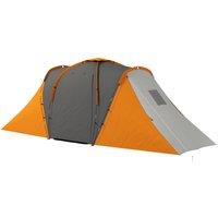 Outsunny Large Camping Tent Tunnel Tent with 2 Bedroom and Living Area, 2000mm Waterproof, Portable with Bag for 4-6 Man, Orange