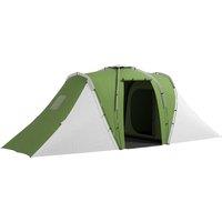 Outsunny Large Camping Tent Tunnel Tent with 2 Bedroom and Living Area, 2000mm Waterproof, Portable with Bag for 4-6 Man, Green