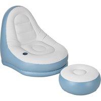 Outsunny Inflatable Tub Chair and Footstool - Blue/White