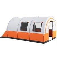 Outsunny 3000mm Waterproof Camping Tent, 5-6 Man Family Tent with Living and Bedroom, Carry Bag Included, Cream and Orange