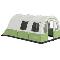 Outsunny 3000mm Waterproof Camping Tent, 5-6 Man Family Tent with Living and Bedroom, Carry Bag Included, Cream and Green