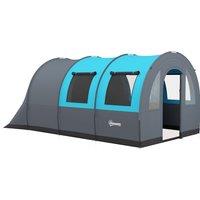 Outsunny 3000mm Waterproof Camping Tent, 5-6 Man Family Tent with Living and Bedroom, Carry Bag Included, Grey and Blue Aosom UK