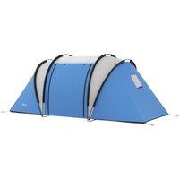 Outsunny Waterproof Camping Tent for Family, 2 Bedrooms & Living Area, 3000mm, Ideal for Fishing Hiking Festivals, Blue