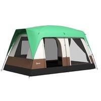 Outsunny Seven-Man Camping Tent, with Small Rainfly and Accessories - Green Aosom UK