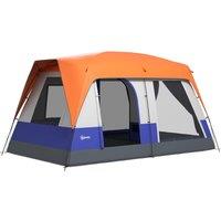 Outsunny Seven-Man Camping Tent, with Small Rainfly and Accessories - Orange Aosom UK