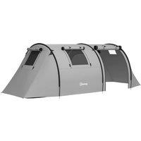 Outsunny Four Man Duo Room Tunnel Tent, with Accessories - Grey