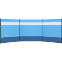 Outsunny Camping Windbreaker with Clear Windows, Carry Bag and Steel Poles, for Beach Caravan Campervan, 440 x 140cm, Blue Aosom UK