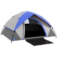Outsunny Two Man Single Room Dome Tent, with Accessories - Dark Blue/Grey