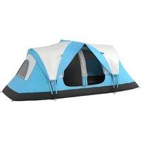 Outsunny Camping Tent for 6-8 Man with 2000mm Waterproof Rainfly and Carry Bag for Fishing Hiking Festival, Sky Blue