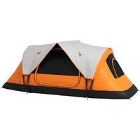 Outsunny 2 Bedroom Tent Six-man Seates Family Camping with 2 Room 2000mm Rain Protection for Outdoor Adventure, Orange Aosom UK