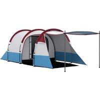 Outsunny Camping Tent, Large Tunnel Tent with Bedroom and Living Area, 2000mm Waterproof, Portable with Bag for 2-3 Man, Red