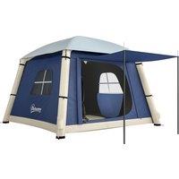 Outsunny Inflatable Camping Tent w/ Hand Pump, Easy Setup 1/2 Person Blow Up Tent, Dark Blue