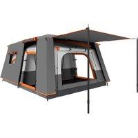Outsunny 4-6 Man Camping Tent, Double Layer Tunnel Tent with Porch, Living Area and 2 Bedrooms, Sewn in Groundsheet, 3000mm Waterproof and UPF 30+, Portable with Bag, Grey