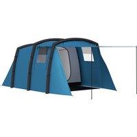 Outsunny Inflatable 3-4 Man Tunnel Tent w/ Air Pump, Living Area & Vestibule, Waterproof Family Camping Air Tent w/ Sewn In Groundsheet & Removable Footprint for Camping, Hiking, Blue