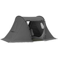 Outsunny 3 Man Camping Tent with Living Area and 2 Bedrooms, 3000mm Waterproof Family Tent with Sewn-in Groundsheet, Portable with Bag for Hiking, Festival, Backpacking, Drak Grey