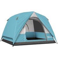 Outsunny 3-4 Person Camping Tent, Easy Set Up Waterproof Dome Tent with Sewn-in Groundsheet, Mesh Windows, Pocket and Hook for Camping, Hiking, Backpacking, Navy Blue and Light Blue