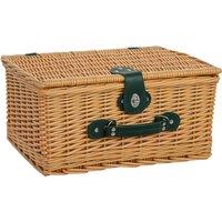 Outsunny Wicker Picnic Basket for 2 Person with Cooler Compartment, Picnic Hamper with Cutlery Service Kits and Carry Handle for Camping, Outdoor, Valentine Day, Chirtmas, Birthday, Light Brown