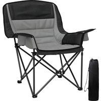 Outsunny Portable Padded Camping Chair, with Bag - Black/Grey