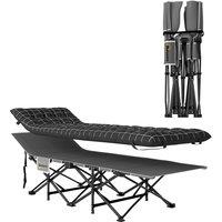 Outsunny 67cm Wide Folding Bed, Camping Cot for Adults with Mattress, Storage Pocket, Carry Bag, Max Load 150kg, Black