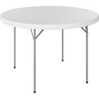 Outsunny 120 cm Folding Picnic Table, Camping Table with Non-slip Foot Pads and Metal Frame, 100 kg Load, for Garden, White