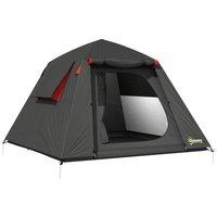 Outsunny Camping Tent 3000mm Waterproof Tent with 2 Doors, Dark Grey and Red